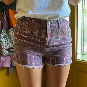 Paisley Boho Denim Shorts